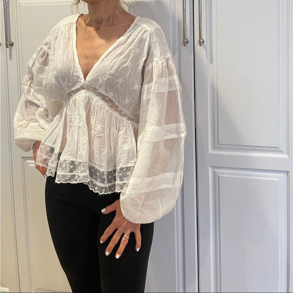 White Lace Boho Blouse